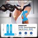 3 x Precut Kinesiology Tape for Knees – 14 PCS Knee Tape for Pain Relief & Support, Elastic Waterproof Sports Tape, Breathable & Latex-Free, Pre Cut Athletic Tape for Workout & Injury Recovery, Blue