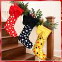 3 Pcs 19 Inch Cartoon Mouse Christmas Stocking Xmas Red Black Yellow Plush Hanging Stocking Fireplace Decor Polka Dot Candy Gift Bag for Holiday Christmas Tree Ornament Decoration