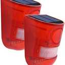 2 Solar With Sound Strobe Light, Wall Mounted Outdoor Motion Red Sensor Alarm, 4 Modes of Motion Sensor, Alarm 129dB for Home Fence Farm Yard Garage Barn