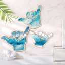 RattanView 3 Pcs Shaka Wooden Wall Sign Hang Loose Sign Surfer Hand Symbol Hand Shape Finger Hawaii Aloha Surf Wall Decor for Home Living Room Kitchen Bathroom Bedroom Nursery Room Decor