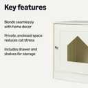 Amazon Basics Cat Litter Box Enclosure, Furniture-Style Cabinet with Drawer and Shelves, Hidden Cat Litter Box, White