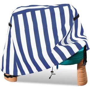 Kids Water Table Cover, Outdoor Heavy 600D Waterproof Anti-UV Dustproof Kids Water Play Table Cover, Compatible with Step2 Rain Showers Splash Pond Toddler Water Table, Blue Striped, Cover Only