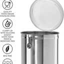Oggi Stainless Steel Kitchen Canister 152 fl oz - Airtight Clamp Lid, Clear See-Thru Top - Ideal for Kitchen Storage, Food Storage, Pantry Storage. Jumbo Size 8" x 8"., 152 Fluid Ounces