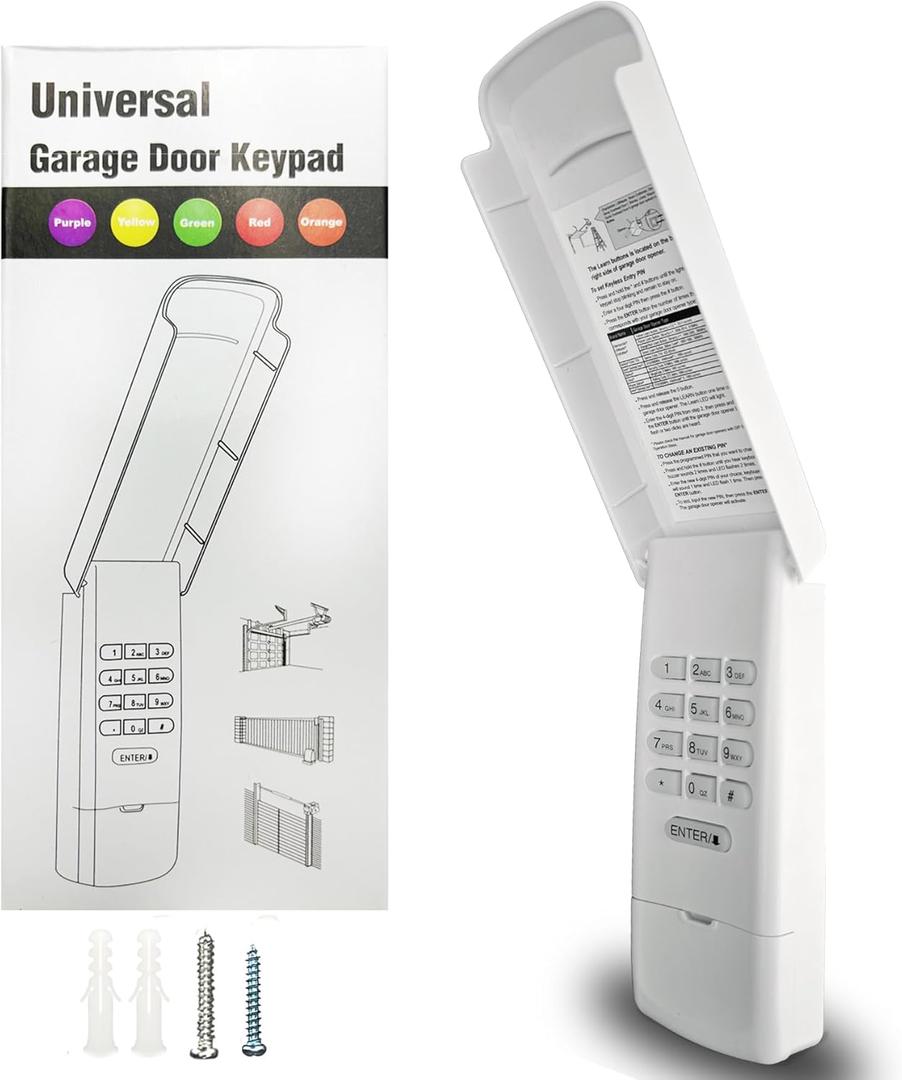 Universal Garage Door Opener Keypad for Liftmaster Chamberlain Craftsman Wayne Dalton Openers Produced since 1993, Wireless Keypad Keyless Entry,Replaces 877/878MAX 377/977/877/66LM,SafeSecurity-White