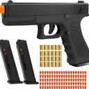Soft Bullet Toy Gun with Shell Ejecting,Gun Fidget Toy with 100 Soft Bullets, 24 Shells and 2 Magazines, Education Toy Model, Christmas Birthday Gifts for Boys&Girls Kids Adults Age 8+(Black)