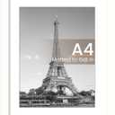 upsimples A4 Picture Frame, Display Pictures 6x8 with Mat or 8.3 x 11.7 Without, Wall Hanging Photo Frames, White, 1 Pack