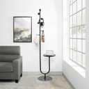 JIAYUEJU Coat Rack Freestanding with Table & 6 Hooks, Corner Coat Tree, Heavy-duty Marble Base Coat Rack Stand for Bedroom Living Room Office Entryway 13.78 x 13.78 x 68.11 Inches (Black)