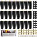 Maitys 4 Inch Round Solid Furniture Legs Furniture Wooden Replacement Chair Feet Dresser Sofa Couch Legs Table Cabinet Footstool DIY Projects for Home (Black,24 Pcs)