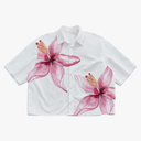 VIPWOLF Men's Floral Oversized Shirts Button Down Short Sleeve Baggy Summer Shirt Tops (S, White)