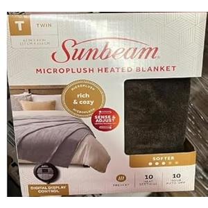 Sunbeam Royal Luxe Night Fog Heated Blanket 12-Heat Settings Auto Off Machine Washable Twin