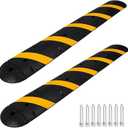 7FT Rubber Speed Bump with 4 End Cap, 2-Pack Speed Bumps for Road, 66000 LBS Capacity Speed Humps with 8 Bolts for Parking Lots