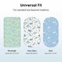 Unnivoll Baby Bassinet Sheets Girl Boy, Fitted Bassinet Sheet Set 3 Pack Bassinet Mattress Sheets Universal Fit for Rectangle, Round, Oval, Hourglass Mattress, Soft Breathable Green & Blue Dinosaur