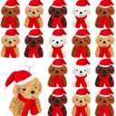 Fovths 16 Pieces 4.3 Inches Christmas Mini Plush Dogs Stuffed Animals with Santa Hat Scarf Keychain Cute Stuffed Puppy Toy Soft Stuffed Doll Goodie Bag Fillers for Christmas Party Favor, 4 Colors