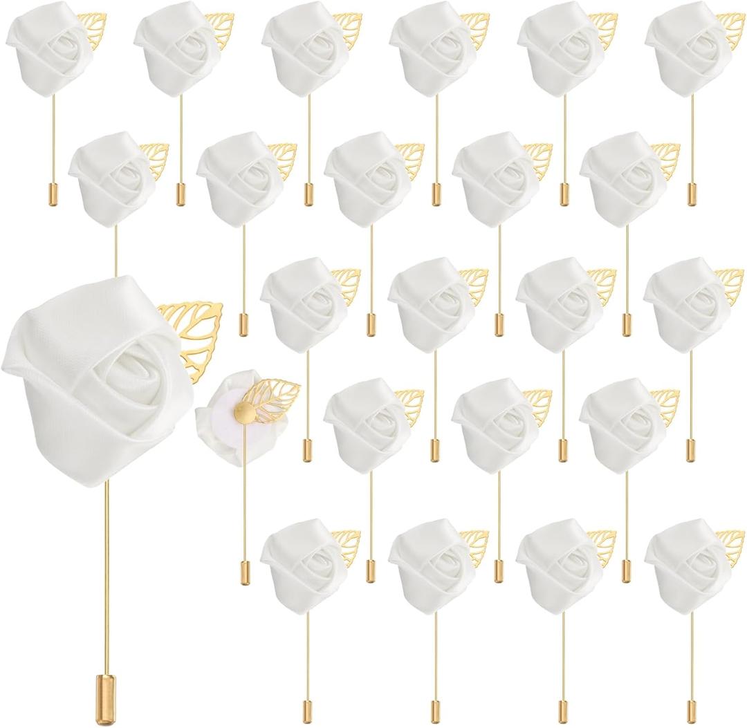 uxcell 24pcs Pure White Rose Boutonnieres Flower Buttonholes Pocket Boutonnieres Pins for Wedding Ceremony Anniversary Prom Formal Dinner Party uxcell 24pcs Pure White Rose Boutonnieres Flower Buttonholes Pocket Boutonnieres Pins for Wedding Ceremony Anniversary Prom Formal Dinner Party