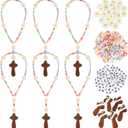 Liliaafar 436 Pcs Rosary Jewelry Making Kit DIY Catholic Rosary Prayer Making Supplies with Cross, Daisy Beads and Alphabet Beads First Communion Necklace Set for Easter Party Baptism Gift