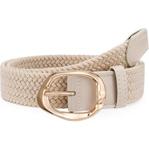 JASGOOD Braided Elastic Belt for Women Stretchy Woven Golf Belt Casual Web Belt for Jeans Pants (Beige)