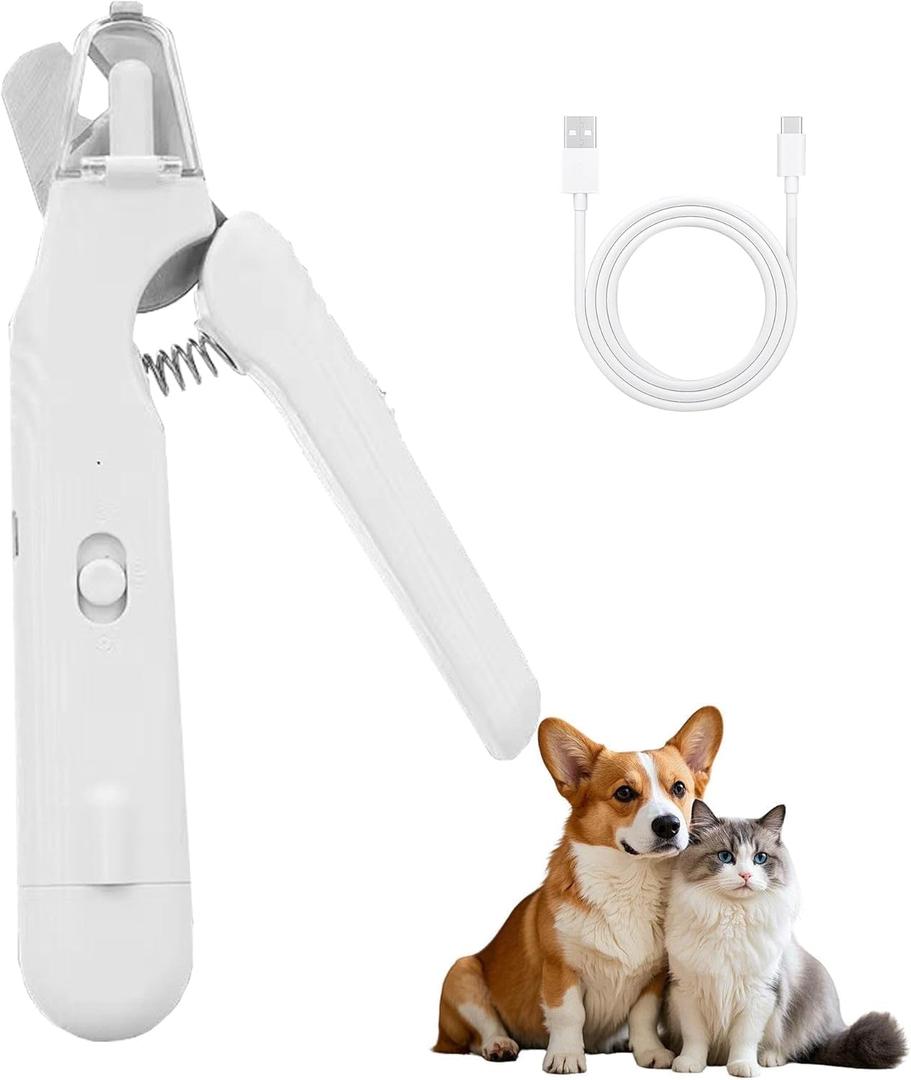 2-in-1 Dog Nail Clipper & Grinder for Dogs & Cats  LED Light, Low Noise, USB Rechargeable  Safe Nail Trimmer for Large, Medium & Small Breeds  Pet Grooming Kit Tool with Dust Cap & Safety Guard