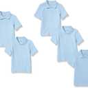 Amazon Essentials Boys and Toddlers' Short-Sleeve School Uniform Pique Polo Shirts, Multipacks (Medium, Light Blue)