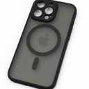 Matte Translucent Magnetic Phone Case for iPhone 15 Pro Max 14 13 12 11 Plating Lens Protect Wireless Charging Cover,Black,for iPhone 13Pro