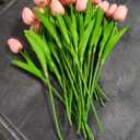 SHINE-CO LIGHTING PU Real Touch Tulips Artificial Flowers 30Pcs Flowers Arrangement Bouquet for Home Office Wedding Decoration (Pink) Vase Not Included