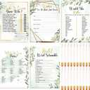 Teling 145 Pieces Bridal Shower Game Bridal Shower Favors Set Wedding Games Cards and Pencils for Bride Groom Bachelorette Party Wedding Party Favor(Eucalyptus Style)