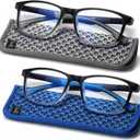 EASY READ 2 Pack Square Reading Glasses for Men, Blue Light Blocking Readers with Spring Hinge to Reduce Eye Strain(Magnification 1.50,Black/Blue)