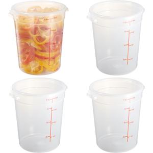8 Quart Translucent Round Food Storage Container with Lid, Pack of 4 – NSF Listed, BPA-Free, Commercial-Grade Polypropylene, Freezer & Dishwasher Safe, Non-Stick, Easy-Read Graduations, 10 inches x 10.9 inches