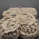 Bigacogo Chunky Knit Throw Blanket for Couch, 40x60 inches, 100% Hand Knitted with Thick Jumbo Chenille Yarn, Cozy Soft Large Rope Knot Cable Crochet Blankets for Sofa Bed Living Room, Beige (40"x60" (Medium Size Throw)