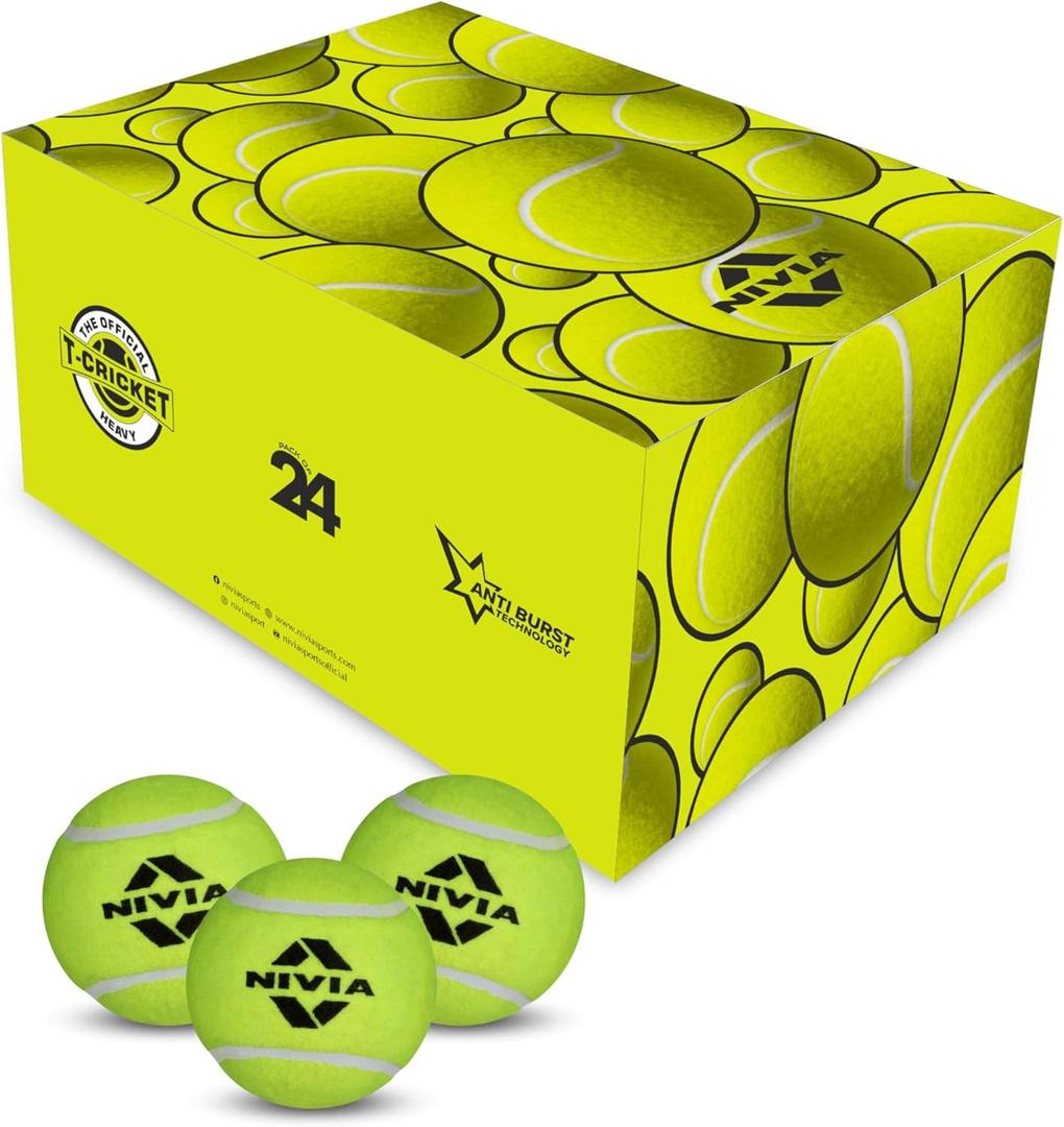 NIVIA Cricket Tennis Ball/Heavy Weight (Yellow, Pack of 24)