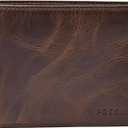 Fossil Men's Derrick RFID-Blocking Leather Bifold Wallet with Flip ID Window for Men (Dark Brown)