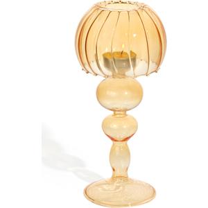 Desk Lamp Shaped Glass Candle Holders - Glass Hurricane Candleholders Crystal Decorative Candle Stand for Table Wedding Dinning Centerpieces Party Supplies Decor Amber