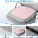 SheRest Office Chair Cushion with Straps, Memory Foam Seat Cushion with Removable Cover, Suitable for Office Chairs, Car Seats, and Airplane Seats, Pink, Large
