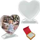 Ismosm Sublimation Crystal Blanks, Two Pack Glass Plaque Blanks for Sublimation Award Plaque, Picture Frame, Sublimation Gifts, Crystal Tabletop Decor, DIY Sublimation Blanks with Improved Gift Box (Heart 2 Pack)