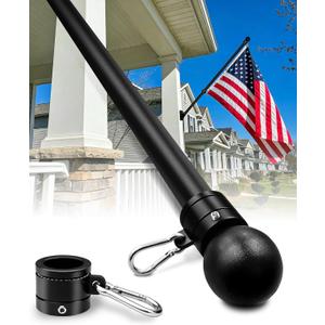 57" One-Piece Flag Pole, Heavy Duty Stainless Steel Flagpole, 2 Thicker Wall, Waterproof & Rust-Resistant, 360 Rotating Anti-Wrap Rings, Fits 1-Inch Brackets(Not Include) for House, Truck, Boat...