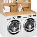 Royxen Laundry Countertop with 20“ Shelf Universal Fit, Washer and Dryer Countertop with Storage Space, Oak
