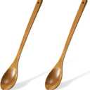 2 Pieces 16.5 Inch Wooden Mixing Spoon with Long Handle Non Stick Cookware Wooden Spoons for Stirring, Mixing, Boiling, Burlywood, 74 g