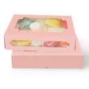 qiqee 36Packs Auto-pop Pink Cookie Boxes for Gift Giving 8x5.3x2 inch One Second Folding Pink Bakery Box with Window Treat Box for Donuts Candies and Biscuit