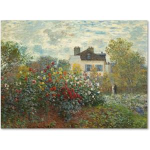 Canvas Wall Art - Claude Monet 'The Artist's Garden In Argenteuil' Wall Art for Living Room, Bedroom, or Office Dcor by Trademark Fine Art (32"L x 24"W)