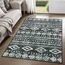 Lahome Boho Moroccan 3x5 Kitchen Rugs Non Slip Washable, Black White Office Rug Low-Pile Soft Area Rug, Rustic Tribal Print Large Indoor Entry Rug Floor Carpet for Entryway Laundry Room
