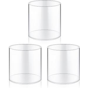 meekoo 3 Pcs Flower Acrylic Vase Cylinders Round Decorative 4 x 4 in Vase Break Resistant Acrylic Flower Cylinder for Centerpiece Home Wedding Decor(Clear, Classic)