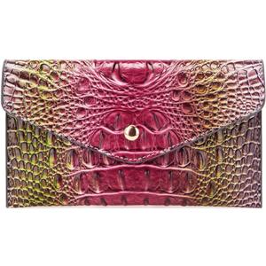 Luxury Crocodile Embossed Wallet for Women Men Clutch Wallet Credit Card Holder (1-Gray blue + purple red)