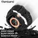 amBand Bands Case Screen Protector Compatible with Apple Watch Ultra 3/2/1 49mm for Men, M1 Sport Series Rugged Cover Strap and 9H Tempered Glass, Military Protective Bumper for iWatch 49 mm Men Black