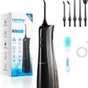 Leominor Water Dental Flosser - 5 Modes Cordless Portable Oral Irrigator, IPX7 Waterproof, Rechargeable Teeth Cleaner Upgrade Datchable Tank Professional Flossing Cleaning Pick for Home Travel (Black) (230ml)
