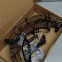 Halloween Wreaths for Front Door, 15 Inch Halloween Lighted Wreath with Bat and Cat Decor, 40 LED Purple Lights Battery Operated, Front Door Porch Wreath Decorations for Holiday Party (Purple)