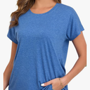 Womens Summer Short Sleeve Tops High Low Loose Casual Basic T-Shirt L