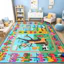 Kids Rug for Playroom, 6x9 ABC Educational Carpet for Classroom, Fun Alphabet Area Rugs for Learn Numbers Season Animal Weather and Shapes Playmat for Girls Boys Room Nursery Decor