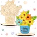 Spakon 30 Set Religious Mother's Day Flowers Crafts Wooden Flower Card Painting Coloring Craft DIY Flower Christian Wooden Sign for Sunday School Activities Mother's Day Church Gift Craft