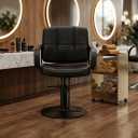 GDFStudio Professional Barber Chair for Hair Stylist, Hydraulic Salon Styling Chair with 360° Swivel, Adjustable Height, Heavy Duty Steel Frame, PU Leather, 350 LBS Capacity, Black