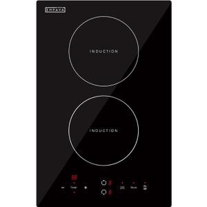 Empava Electric Stove Induction Cooktop Vertical with 2 Burners Vitro Ceramic Smooth Surface Glass in Black 120V, 12 Inch