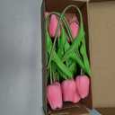 10-Heads Tulips Artificial Flowers Arrangement Centerpiece Decoration Flowers for Wedding Flowers Bouquets Office Desk (Pink)